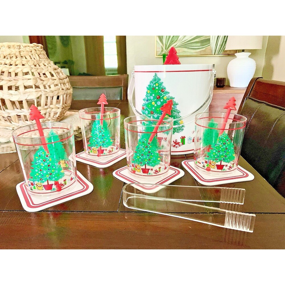 Vintage Himark Saltera Holidays Christmas Tree Ice Bucket Set 15-Piece Box 1986